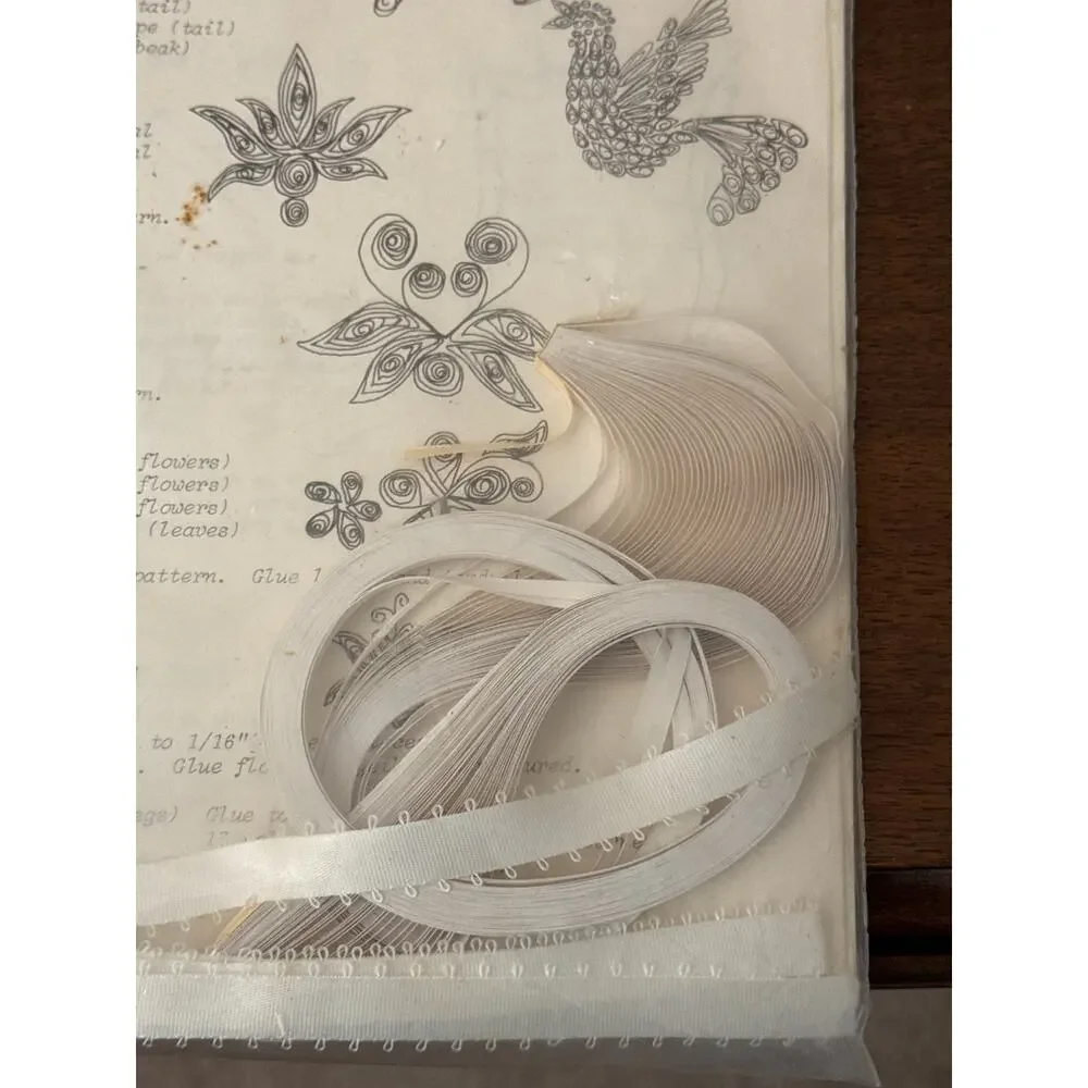 Vintage 1979 Quill Art Quilling Kit White Wedding Borders